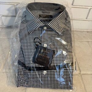 NWT men’s Zodiac gingham checkered black/white dress shirt, 15.5 tailored fit